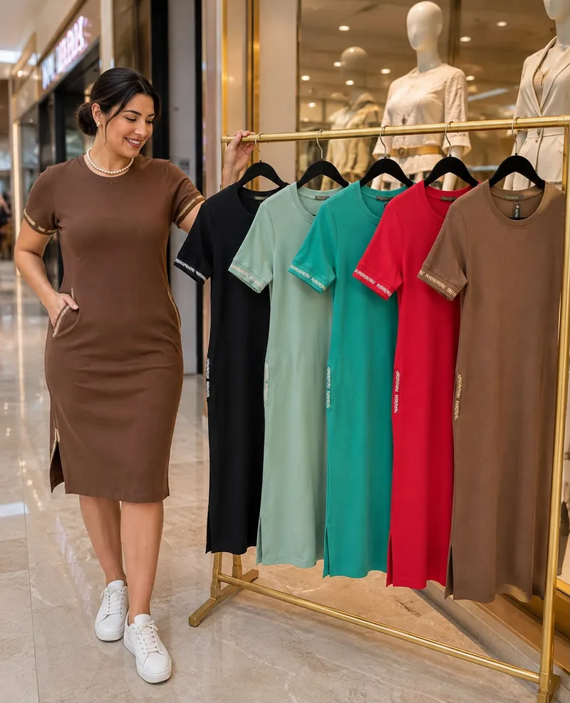 Vestido midi de malha em várias cores